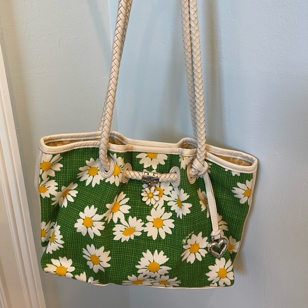 Brighton Lilliana Green Yellow Daisy Flower Shoulder Bag in like new condition